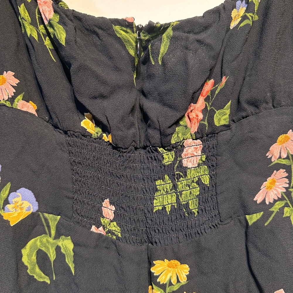 Reformation Black Floral Puff-Sleeve Maxi Dress - Picture 6 of 7